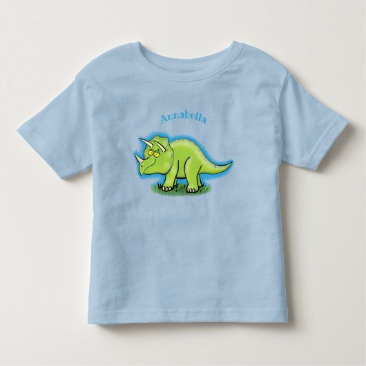 Cute happy green triceratops dinosaur cartoon kinder shirts (Voorkant)