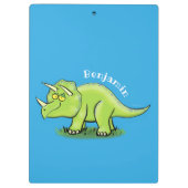 Cute happy green triceratops dinosaur cartoon klembord (Achterkant)