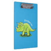 Cute happy green triceratops dinosaur cartoon klembord (Rechts)