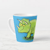 Cute happy green triceratops dinosaur cartoon latte mok (Linkerhoek)