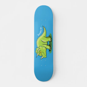 Cute happy green triceratops dinosaur cartoon persoonlijk skateboard