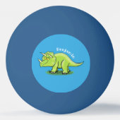 Cute happy green triceratops dinosaur cartoon pingpongbal (Achterkant)
