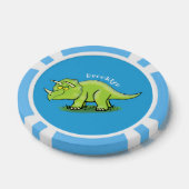 Cute happy green triceratops dinosaur cartoon poker chips (Enkel)