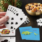 Cute happy green triceratops dinosaur cartoon pokerkaarten (Insitu)
