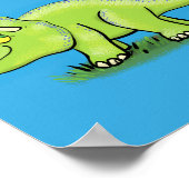 Cute happy green triceratops dinosaur cartoon poster (Hoek)