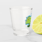 Cute happy green triceratops dinosaur cartoon shot glas (Links)