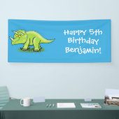 Cute happy green triceratops dinosaur cartoon spandoek (Beurs)