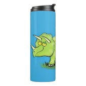 Cute happy green triceratops dinosaur cartoon thermosbeker (Gedraaid links)