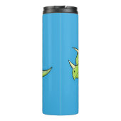 Cute happy green triceratops dinosaur cartoon thermosbeker (Achterkant)