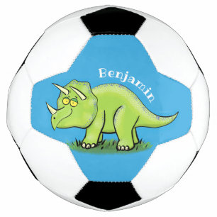 Cute happy green triceratops dinosaur cartoon voetbal