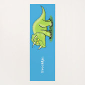 Cute happy green triceratops dinosaur cartoon yogamat (Achterkant)