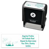 Cute happy green triceratops dinosaur cartoon  zelfinktende stempel (In situ)