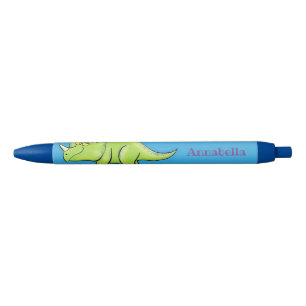 Cute happy green triceratops dinosaur cartoon zwarte inkt pen