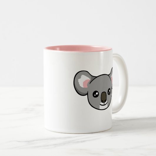 Cute Happy Grey Koala Tekening Face Pink Mok (Voorkant rechts)