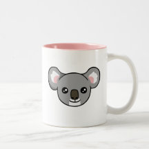 Cute Happy Grey Koala Tekening Face Pink Mok