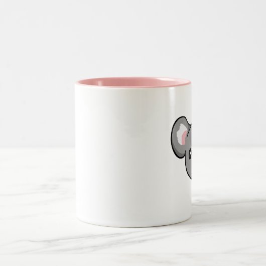 Cute Happy Grey Koala Tekening Face Pink Mok (Center)