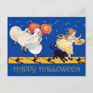 Cute Happy Halloween Black Cat, geesten Briefkaart
