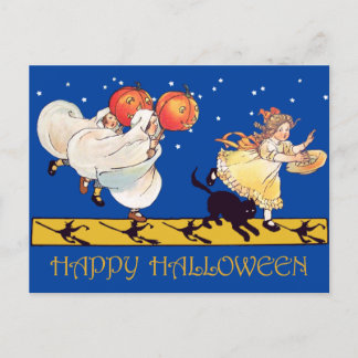 Cute Happy Halloween Black Cat, geesten Briefkaart