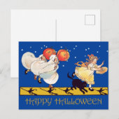 Cute  Happy Halloween Black Cat, geesten Briefkaart (Voorkant / Achterkant)