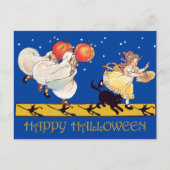 Cute  Happy Halloween Black Cat, geesten Briefkaart (Voorkant)
