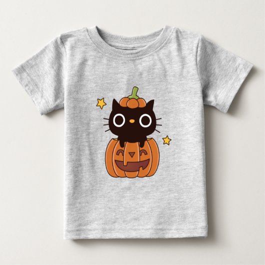 Cute Happy Halloween Black Cat in Pumpkin Baby (Voorkant)