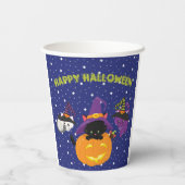 Cute Happy Halloween Black Cat Pumpkin Papieren Bekers (Achterkant)