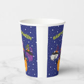 Cute Happy Halloween Black Cat Pumpkin Papieren Bekers (Rechts)