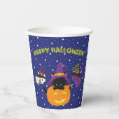 Cute Happy Halloween Black Cat Pumpkin Papieren Bekers (Voorkant)