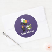 Cute Happy Halloween Cat, Bat, Mummy & Ghost Ronde Sticker (Envelop)