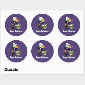 Cute Happy Halloween Cat, Bat, Mummy & Ghost Ronde Sticker (Vel)