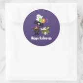Cute Happy Halloween Cat, Bat, Mummy & Ghost Ronde Sticker (Tas)