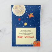 Cute Happy Halloween Cat Mouse Moon Pumpkin Kind Kaart (Binnen)