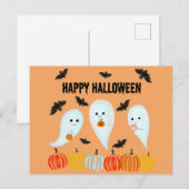 Cute Happy Halloween Ghost Bat Pumpkin Briefkaart (Voorkant / Achterkant)