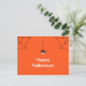 Cute Happy Halloween Hanging Spider met Web Briefkaart (Staand voorkant)