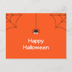 Cute Happy Halloween Hanging Spider met Web Briefkaart