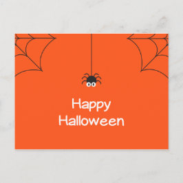 Cute Happy Halloween Hanging Spider met Web Briefkaart
