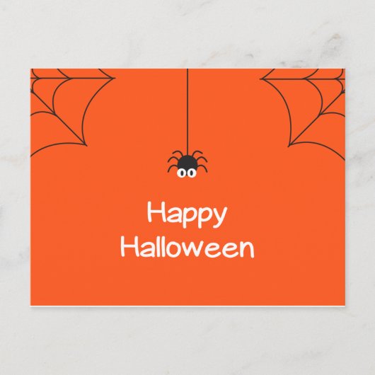 Cute Happy Halloween Hanging Spider met Web Briefkaart (Voorkant)
