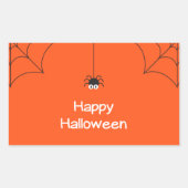 Cute Happy Halloween Hanging Spider met Web Rechthoekige Sticker (Voorkant)