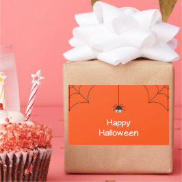 Cute Happy Halloween Hanging Spider met Web Rechthoekige Sticker