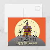 Cute Happy Halloween Haunted House Briefkaart (Voorkant / Achterkant)