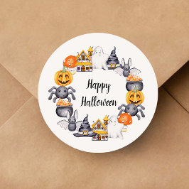 Cute Happy Halloween Illustratie Ronde Sticker