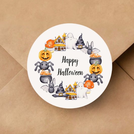 Cute Happy Halloween Illustratie Ronde Sticker