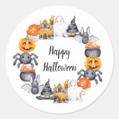 Cute Happy Halloween Illustratie Ronde Sticker (Voorkant)