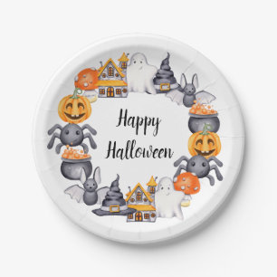 Cute Happy Halloween Illustration Paper Borden Papieren Bordje