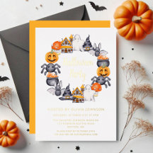 Cute Happy Halloween Illustration Party Gold