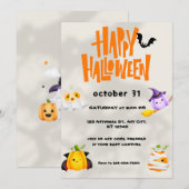 Cute Happy Halloween Illustration Party Kaart (Voorkant / Achterkant)