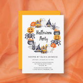 Cute Happy Halloween Illustration Party Kaart