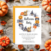 Cute Happy Halloween Illustration Party Kaart