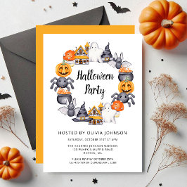 Cute Happy Halloween Illustration Party Kaart