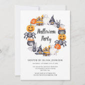 Cute Happy Halloween Illustration Party Kaart (Voorkant)
